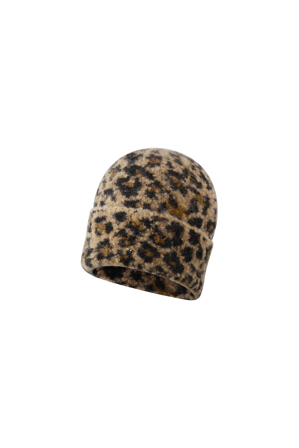 Camel beanie muts met luipaard print van zachte polyester