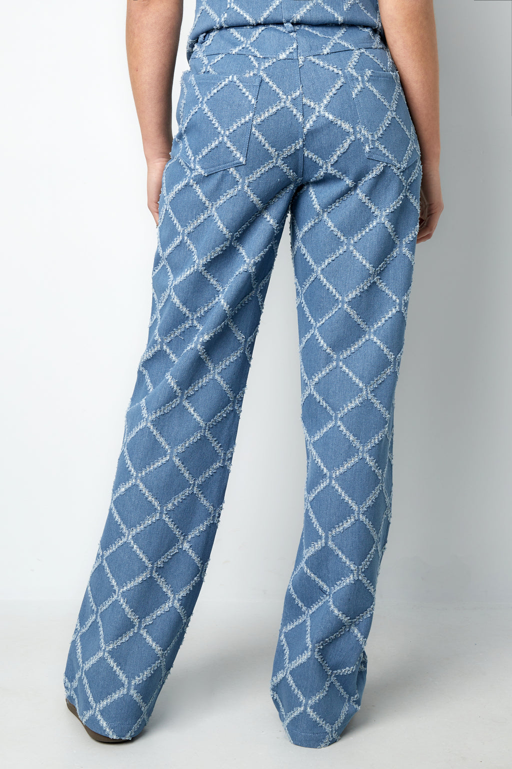 Cotton Woven Women's Straight Leg Pants Plaid Casual