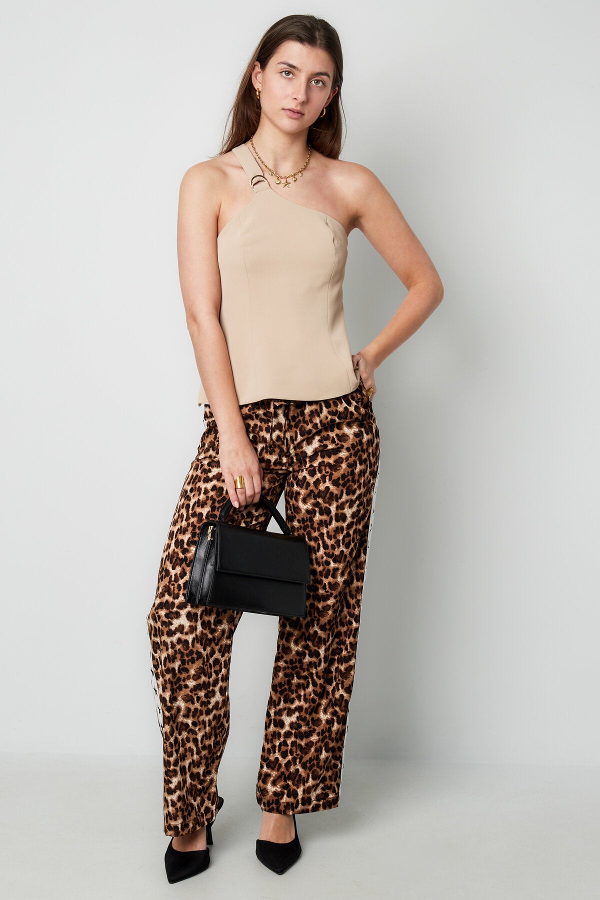 Polyester Women's Sleeveless Top One-Shoulder Asymmetric Design