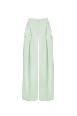 Mintgroene geweven polyester pantalon met rechte pijpen