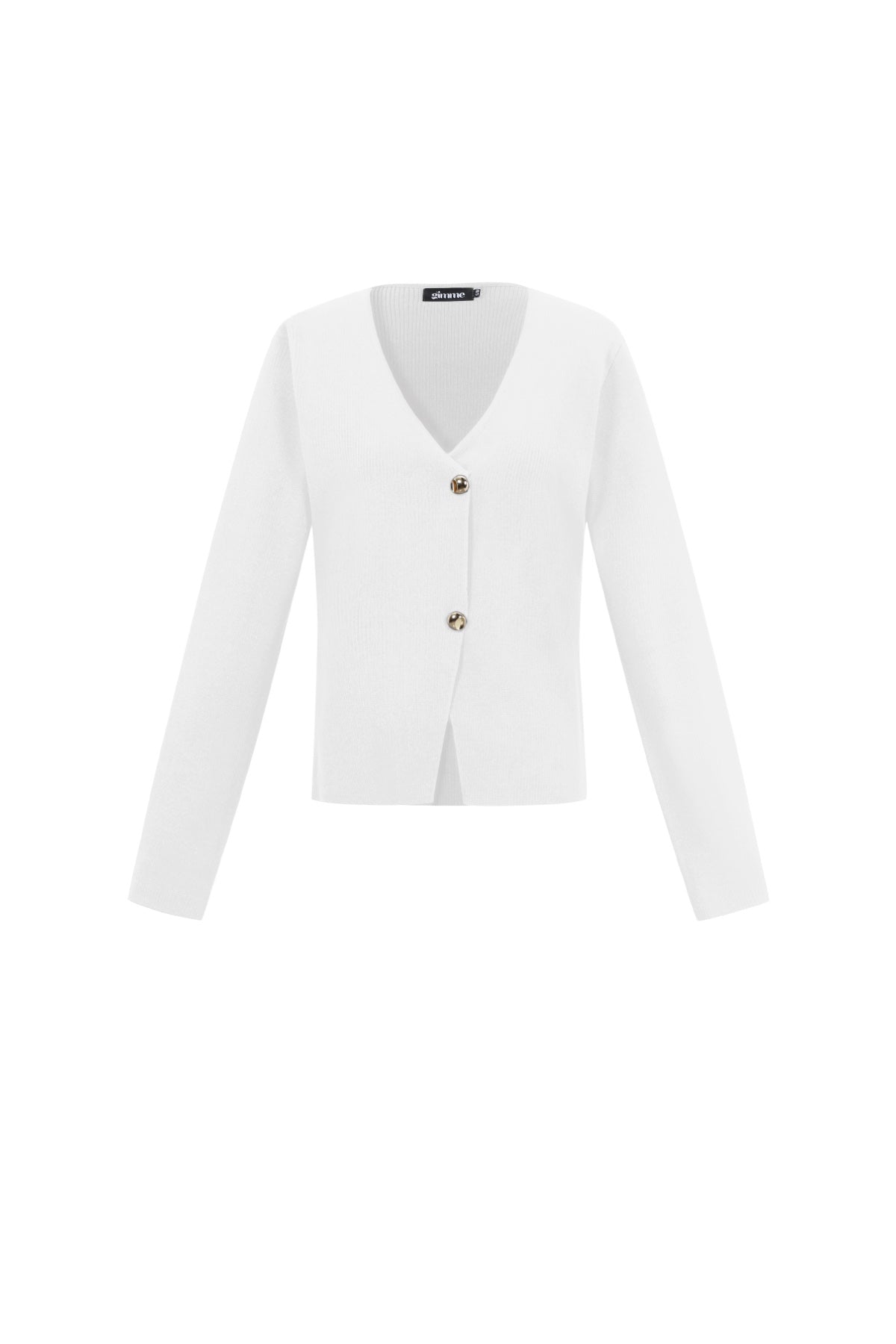 Wit viscose gebreid vest met V-hals en gouden knopen