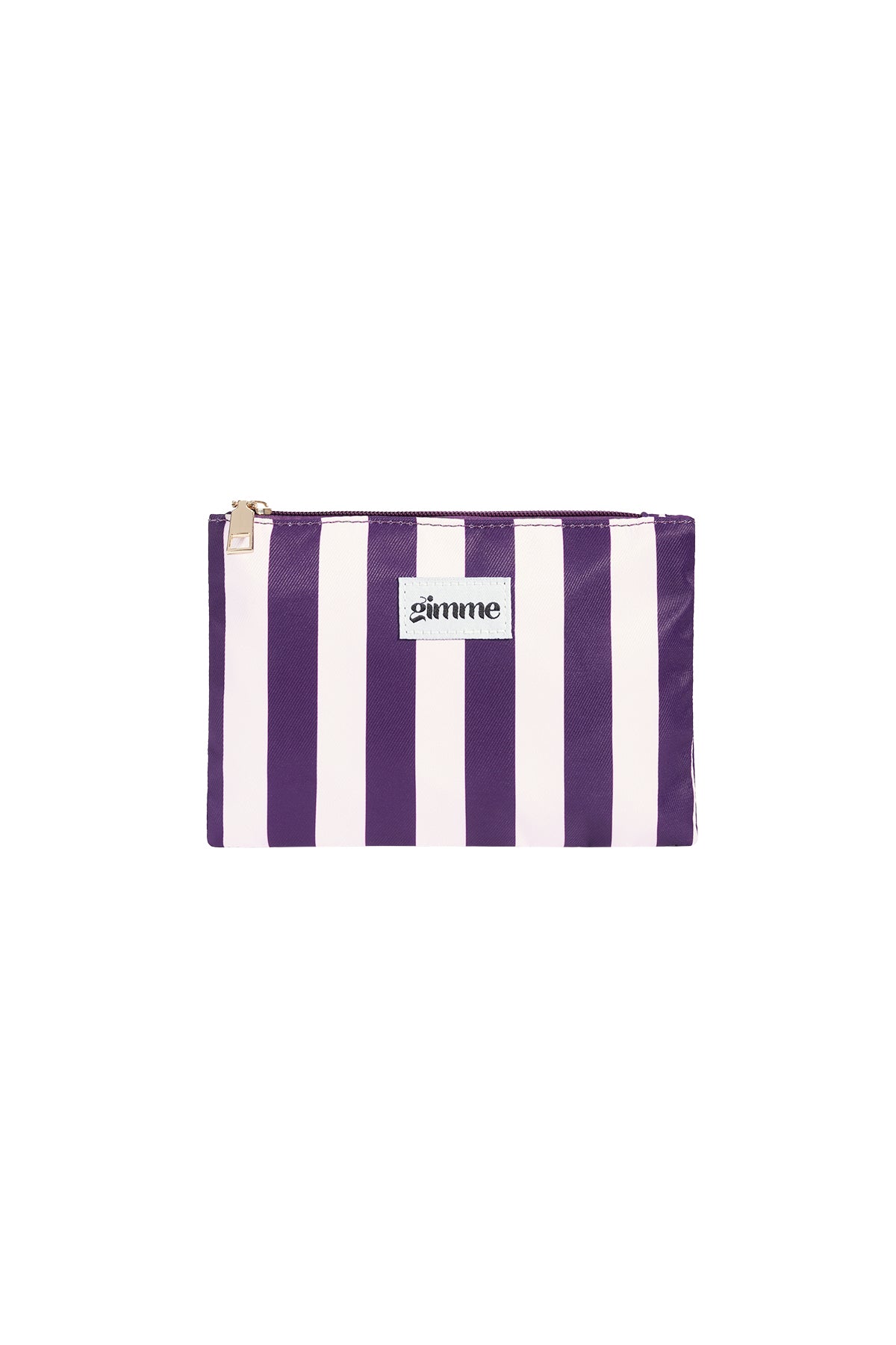 Paarse en witte gestreepte makeup tas van polyester met gouden rits