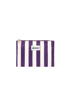 Paarse en witte gestreepte makeup tas van polyester met gouden rits