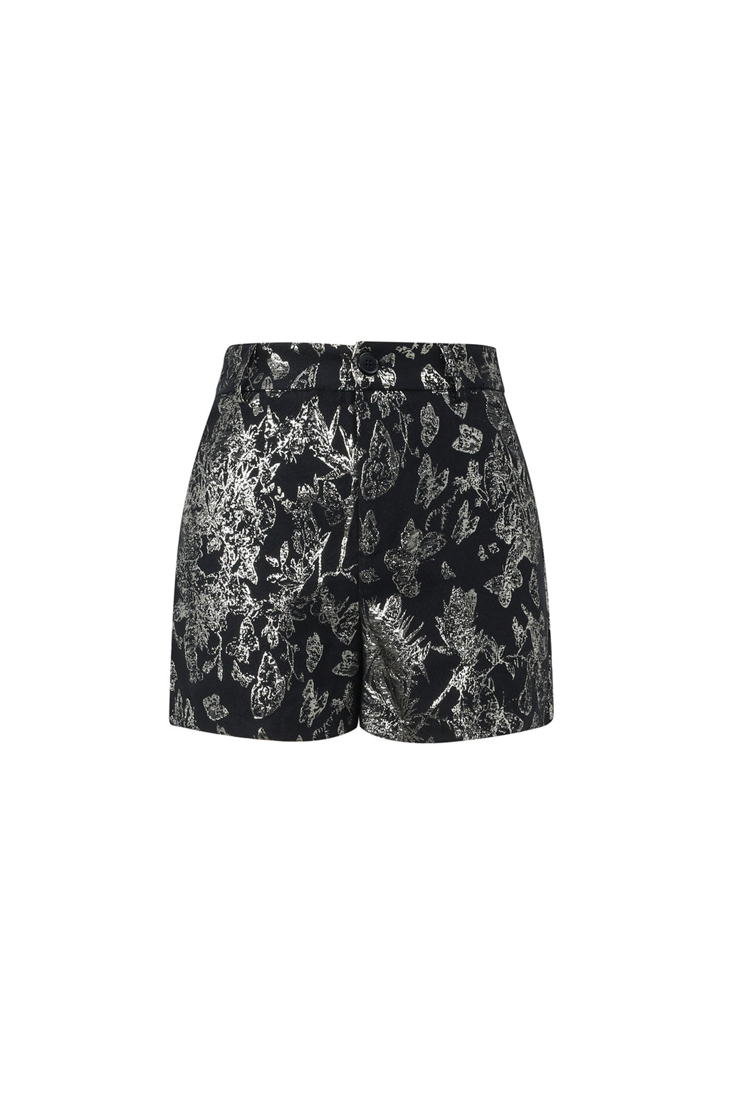 Zwarte short met bloemenprint van polyester
