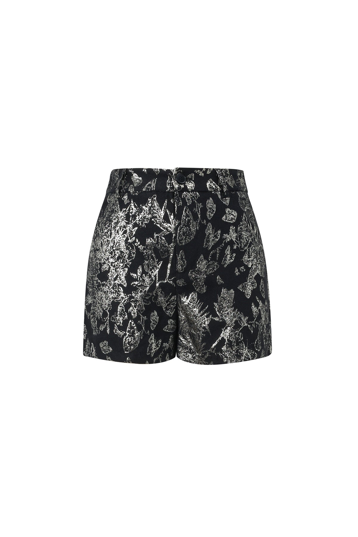 Zwarte short met bloemenprint van polyester