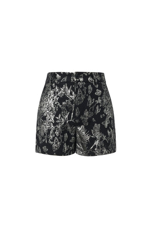 Zwarte short met bloemenprint van polyester