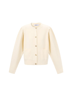 Beige viscose cardigan met knoopsluiting en lange mouwen