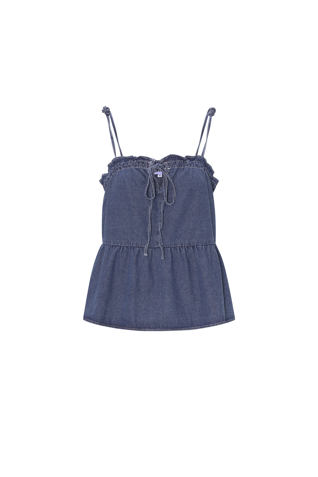 Blauwe denim corset top met elastische details en verstelbare bandjes