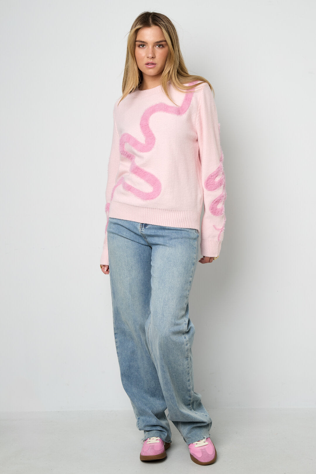 Knitted Polyester Fiber Women's Knit Sweaters Casual Color Clash