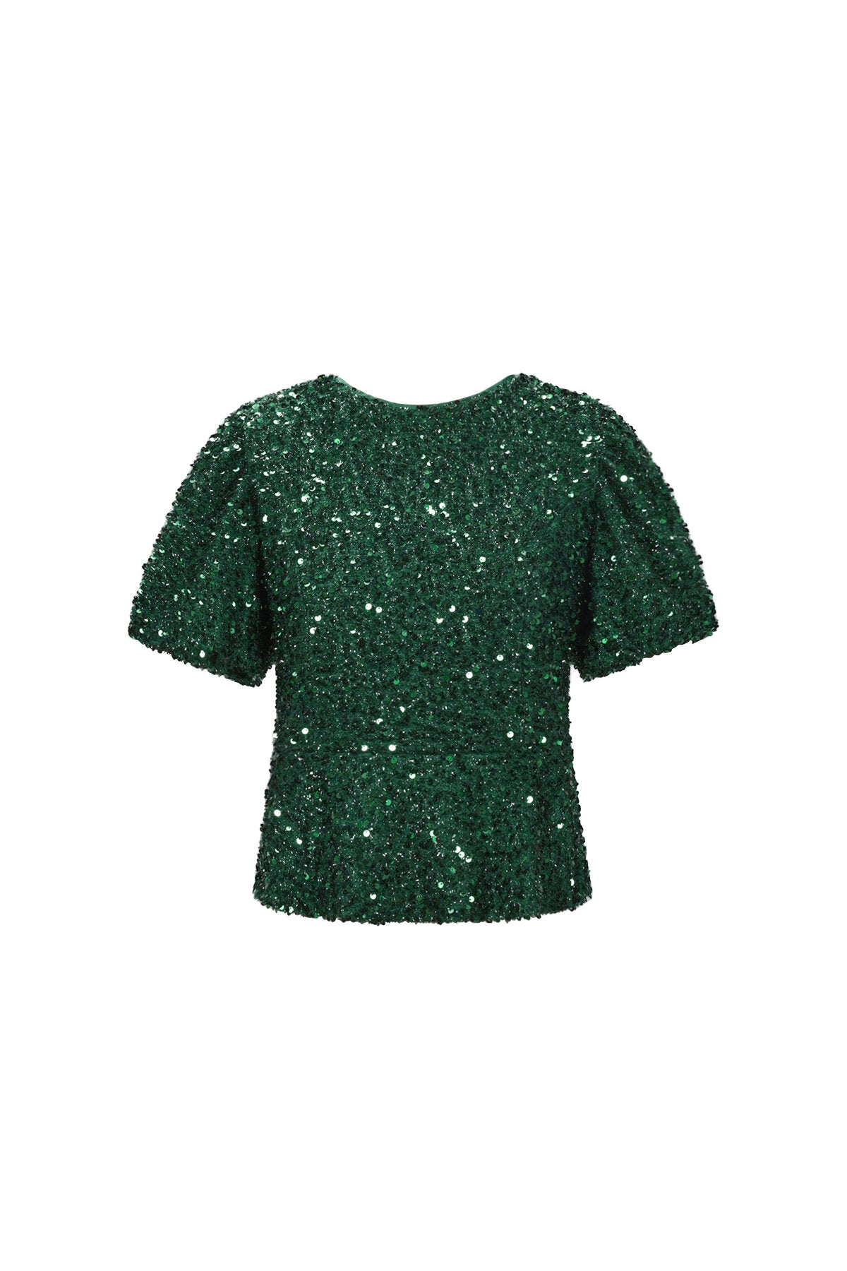 Groene pailletten top met korte mouwen en bodycon fit