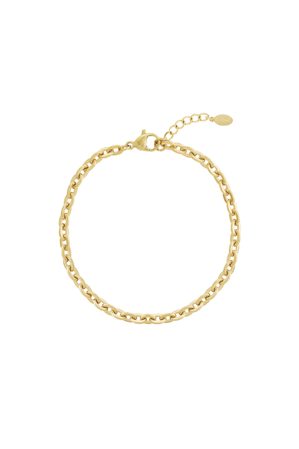 Goudkleurige schakelarmband van roestvrij staal met fijne schakels