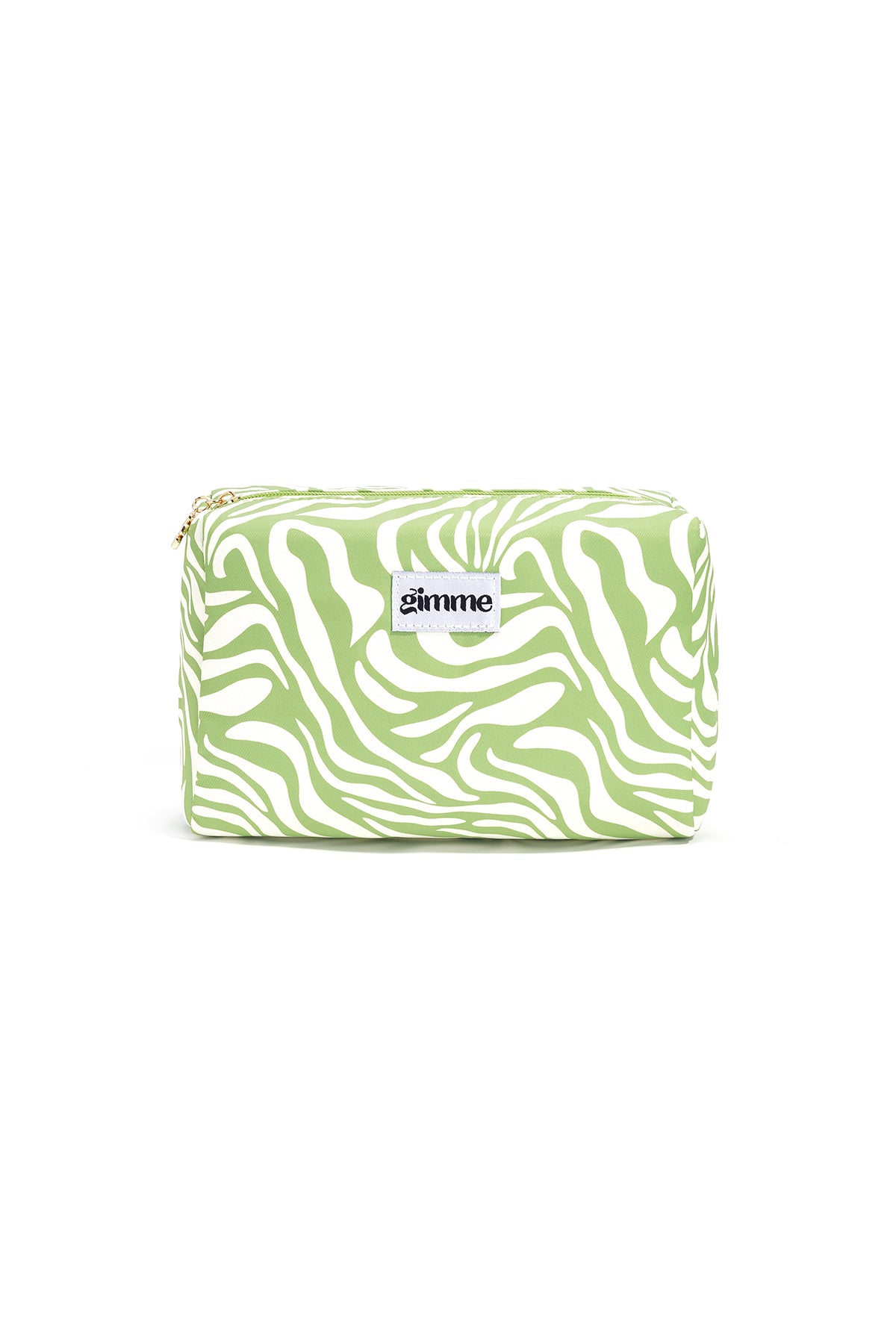 Make-up etui met witte golvende patronen op groene polyester ondergrond