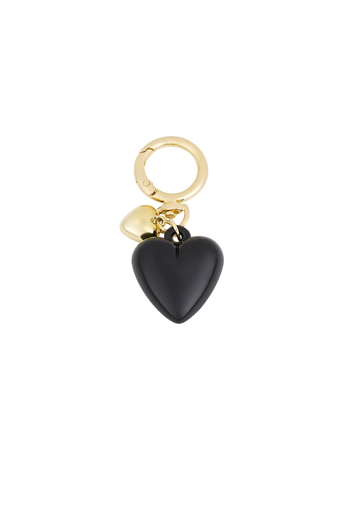 Zwarte hart sleutelhanger met goudkleurige ring van acryl