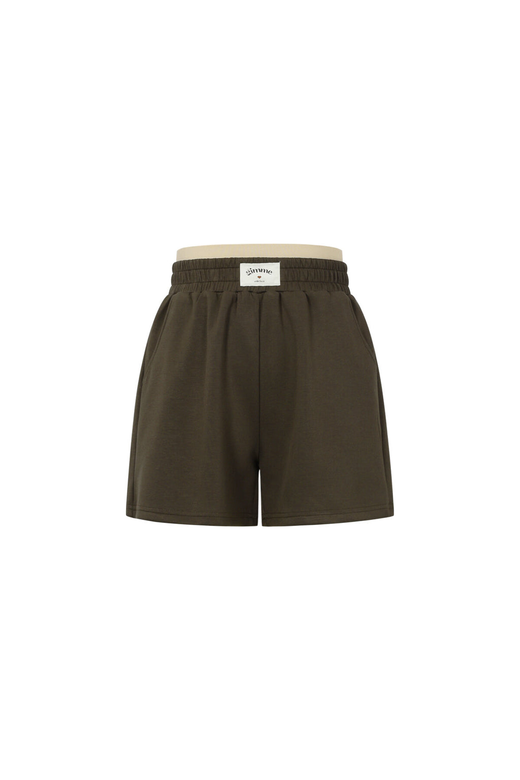 Olijfgroene casual shorts van polyester met elastische tailleband