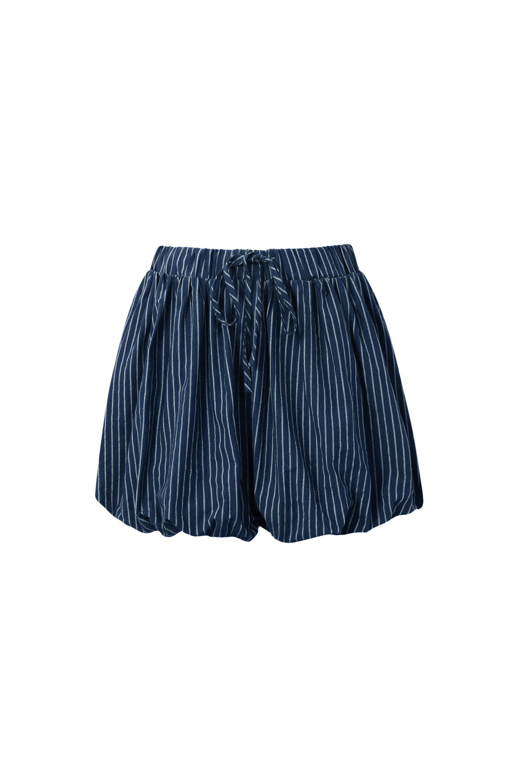 Blauwe gestreepte balloon shorts met hoge taille