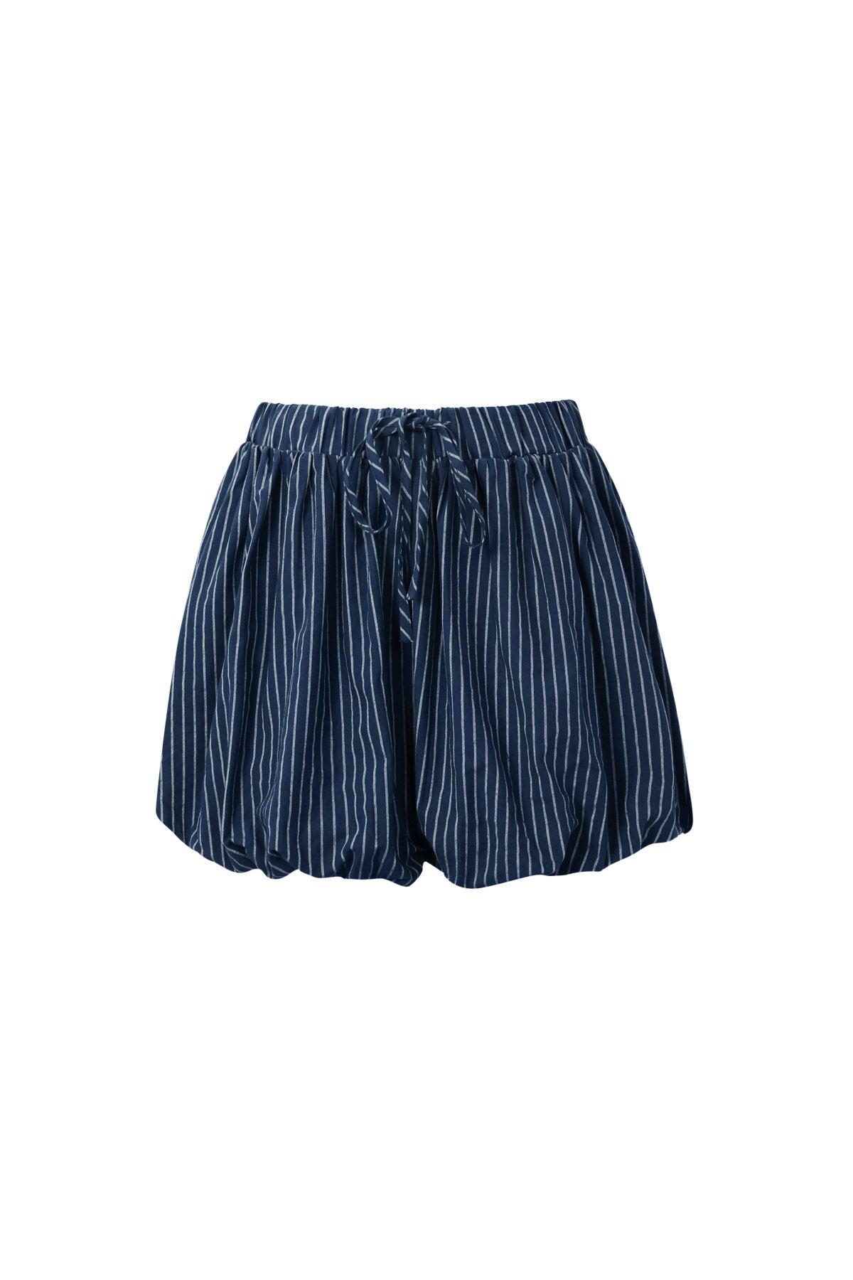 Blauwe gestreepte balloon shorts met hoge taille