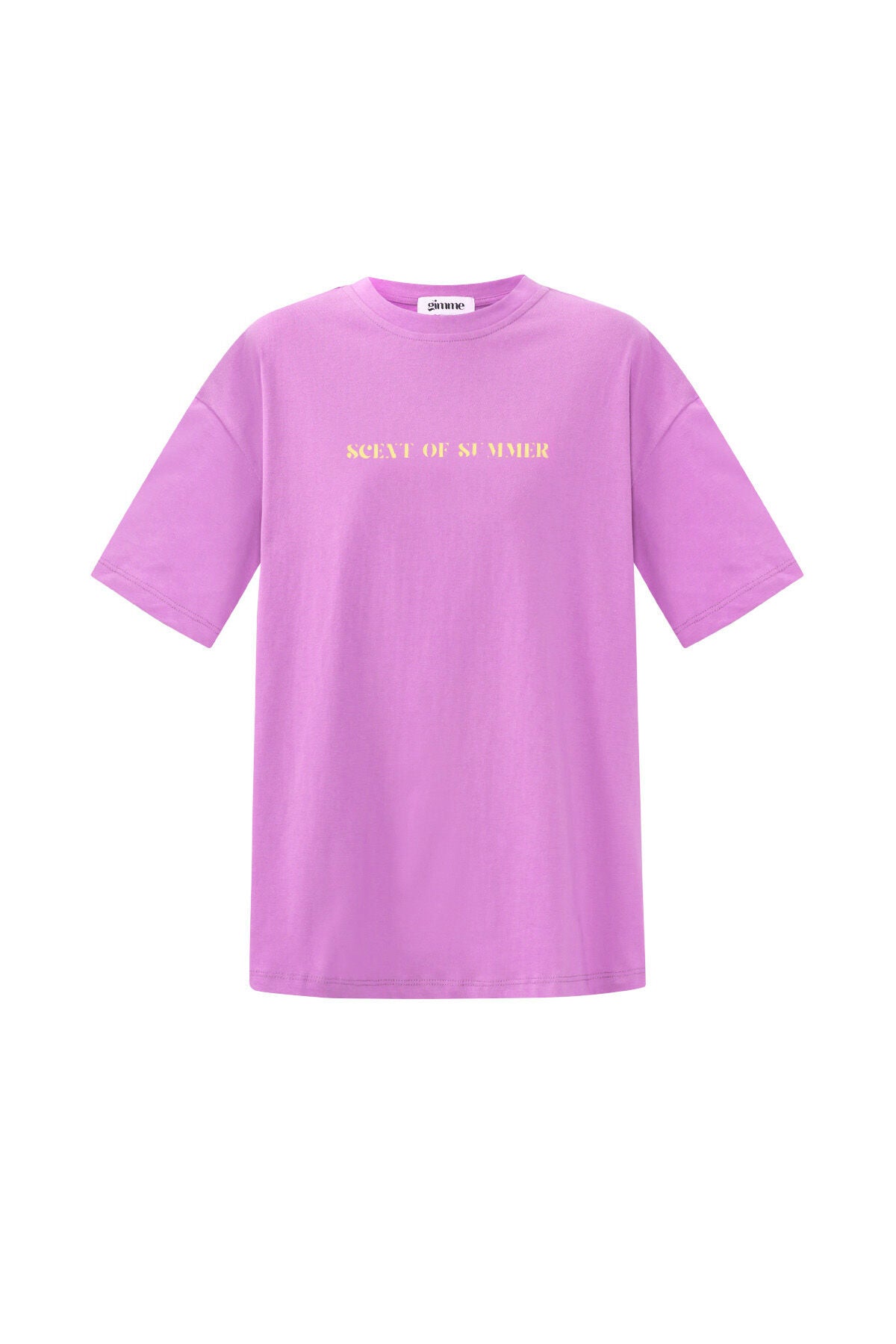 Roze katoenen T-shirt met goudkleurige statement letters