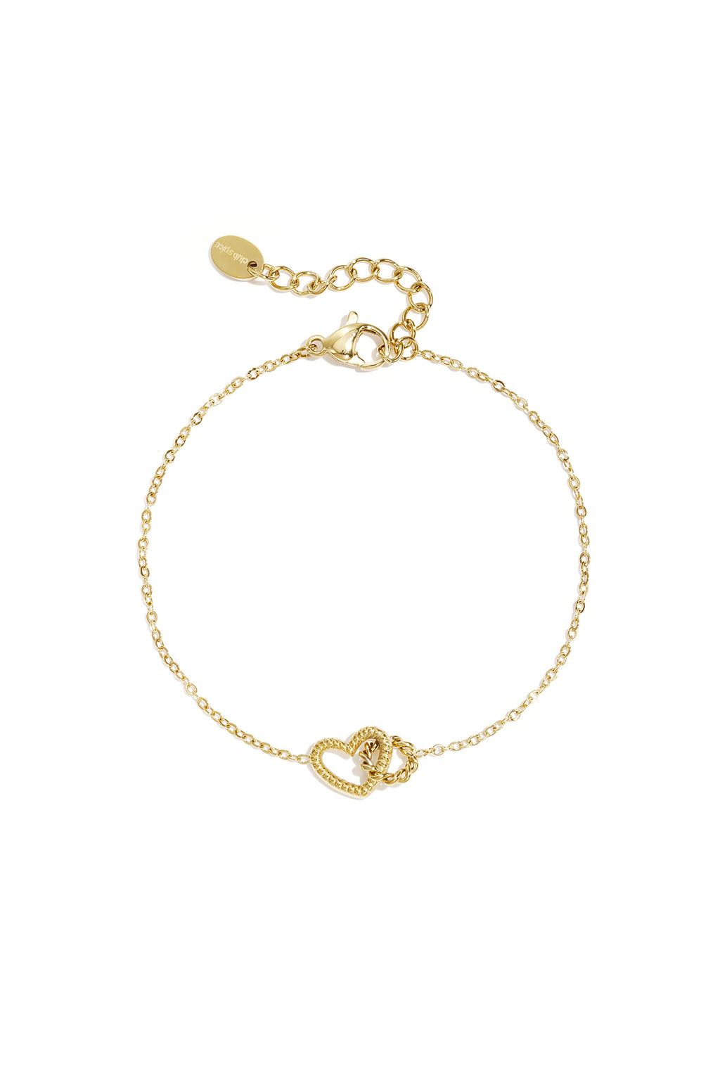 Gouden cirkel charm armband van roestvrij staal met verstelbare ketting