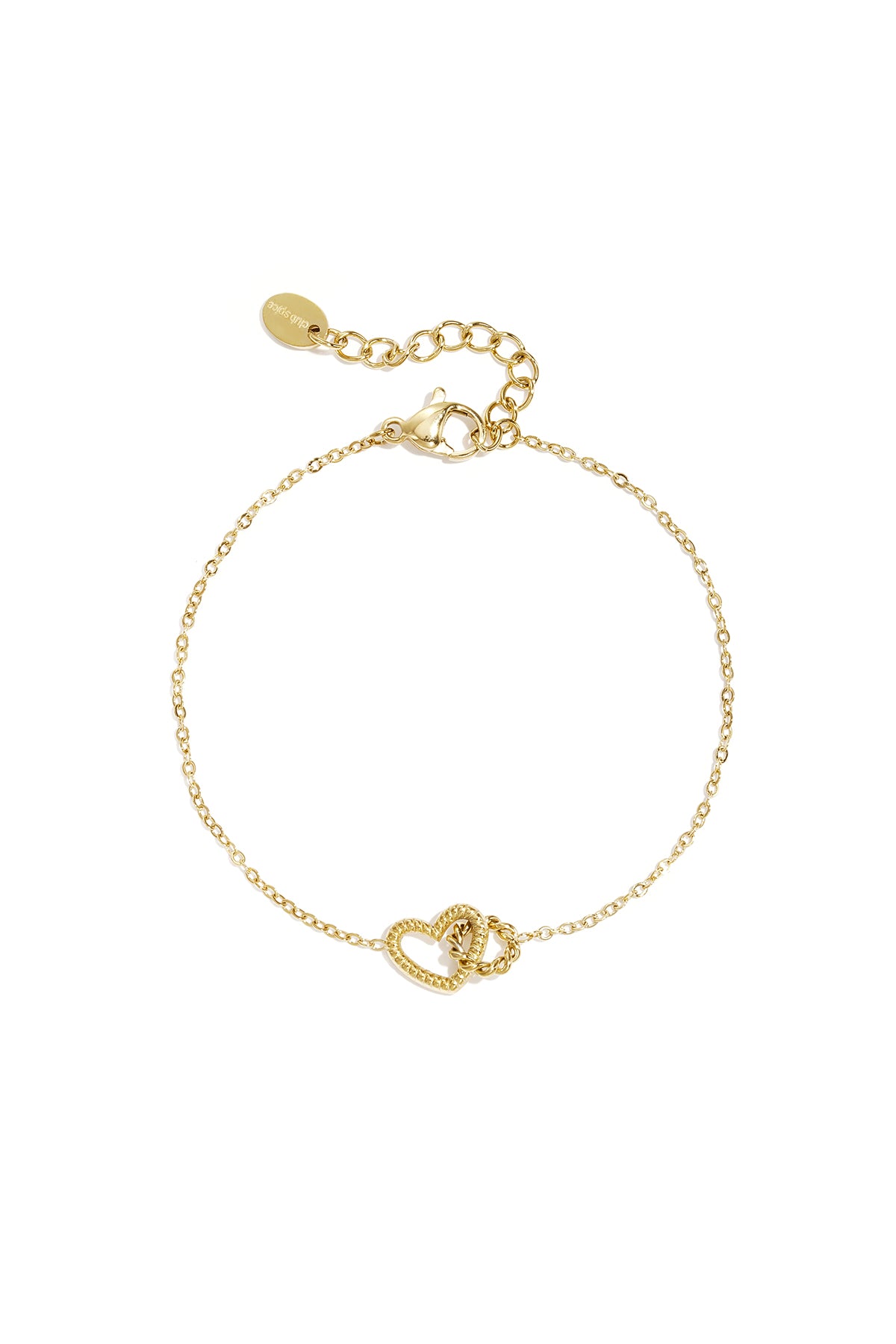 Gouden cirkel charm armband van roestvrij staal met verstelbare ketting