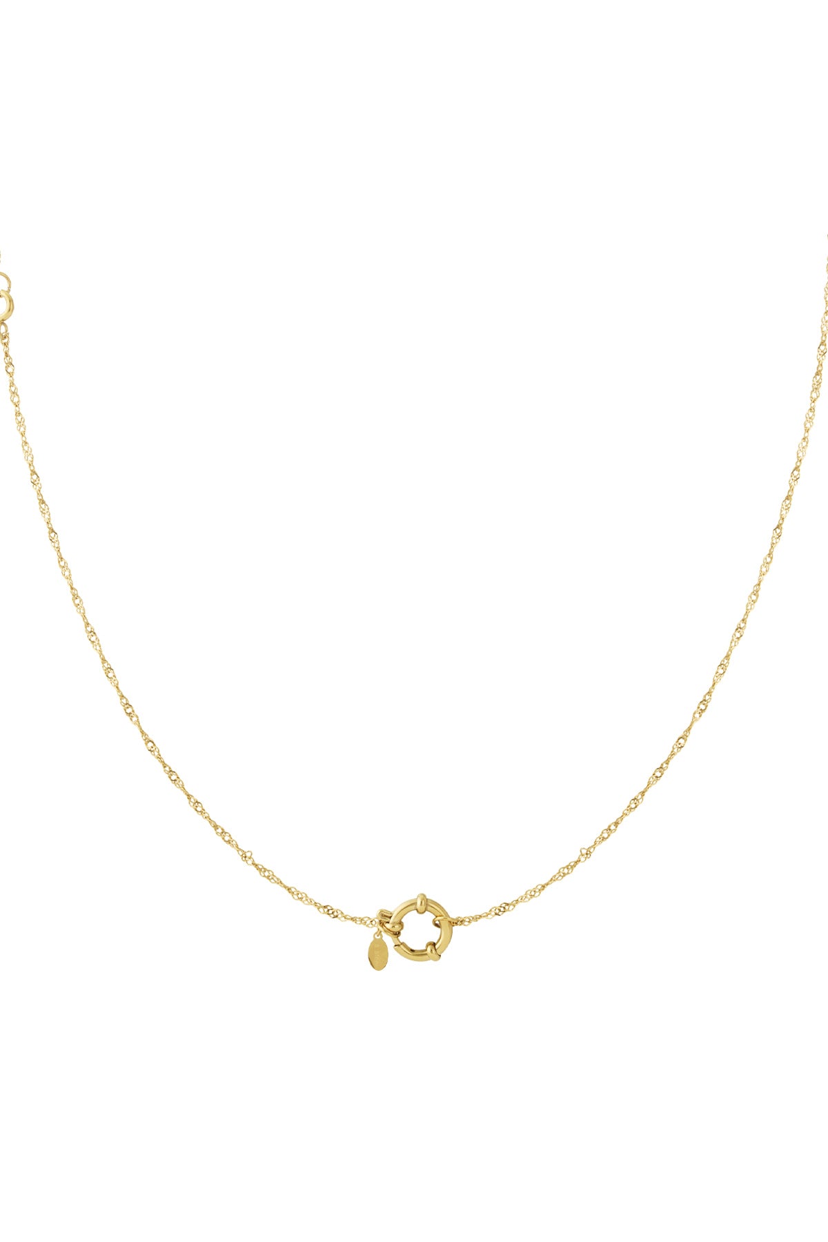 Gouden fijne schakel ketting met karabijnhaak charm als accent