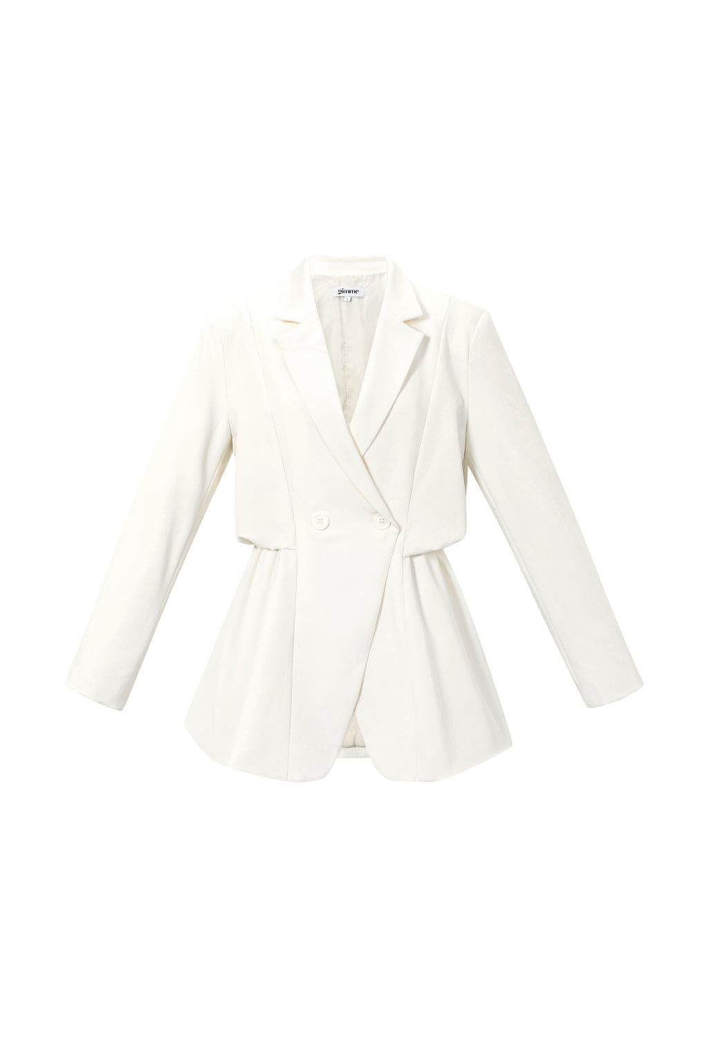 Off-white oversized blazer met ceintuur en brede revers