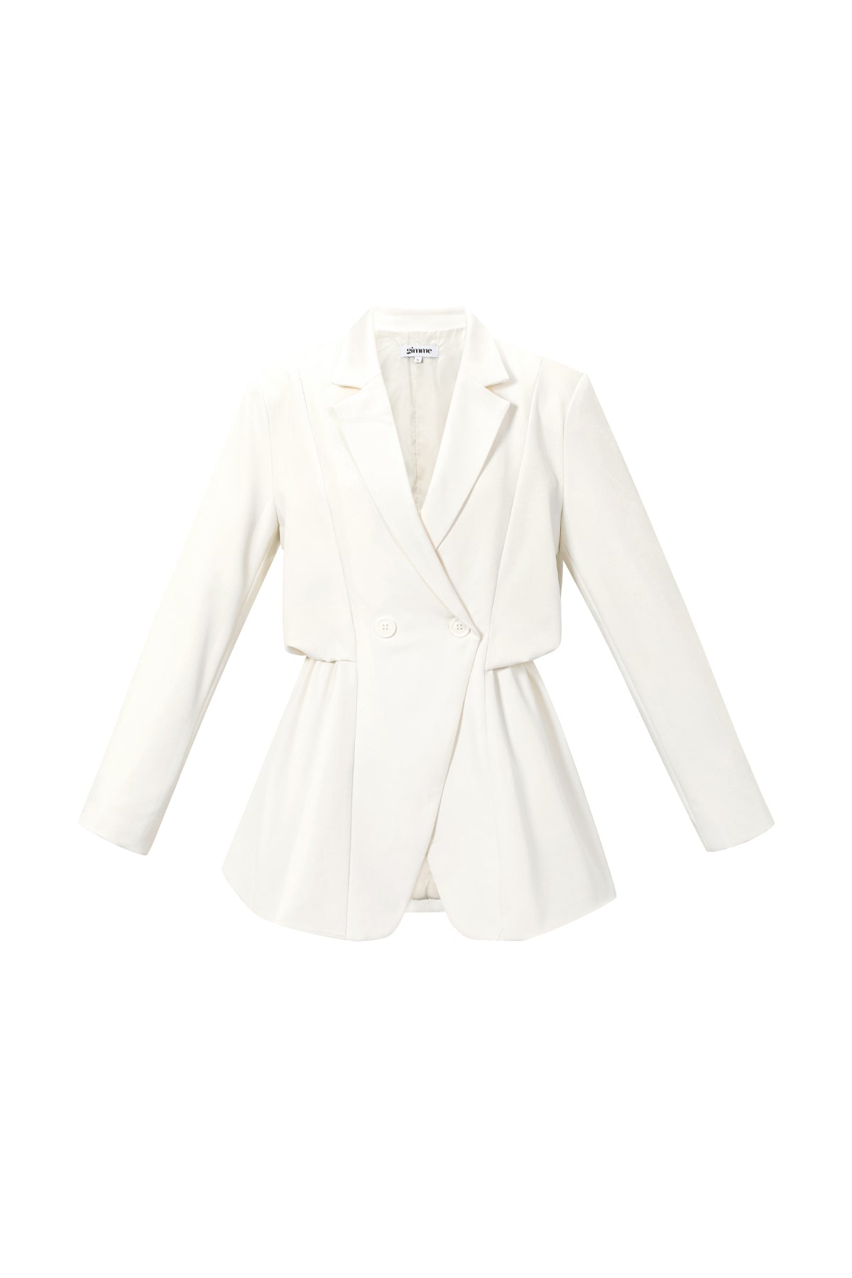 Off-white oversized blazer met ceintuur en brede revers