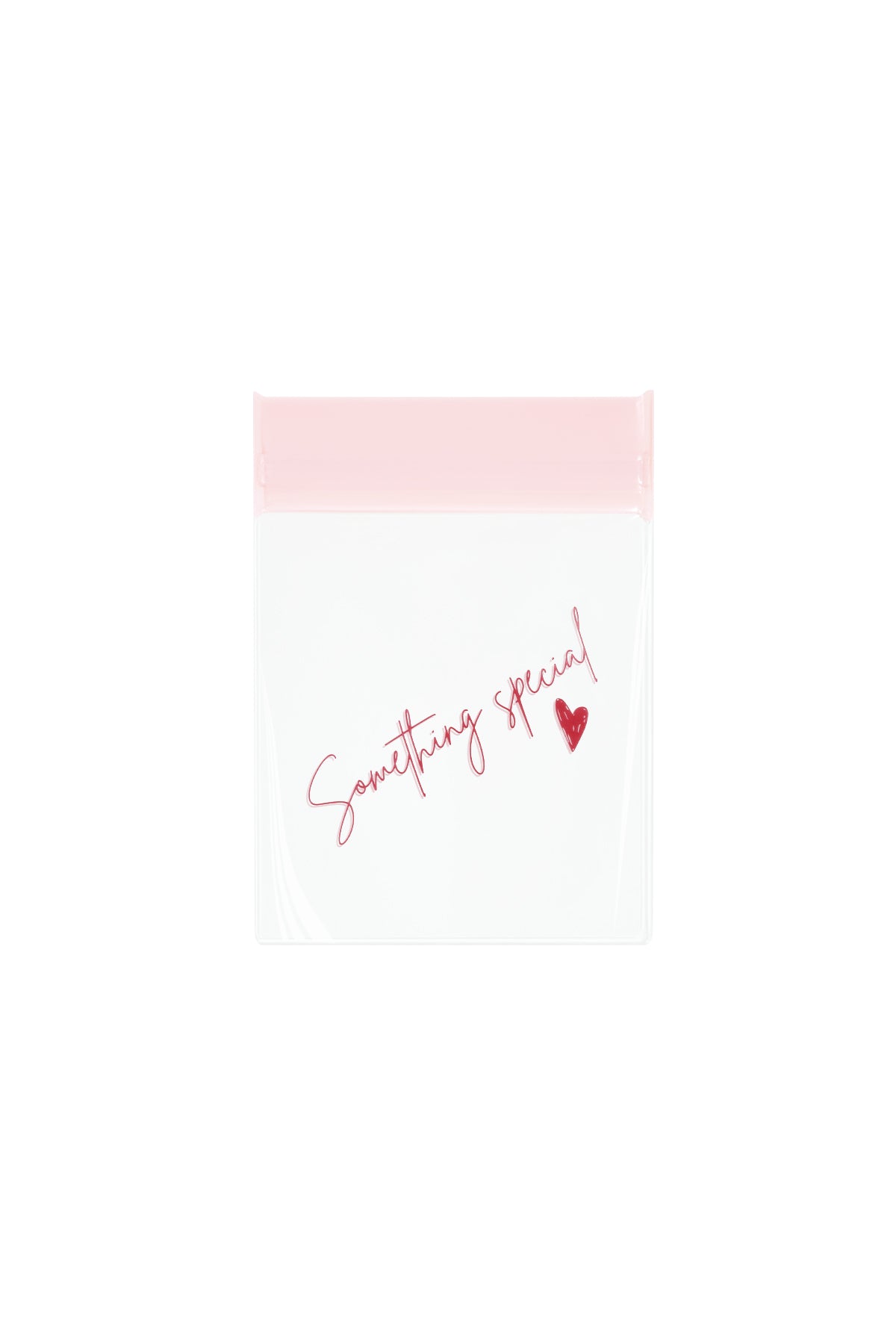 Roze sieraden zakjes met letter print Something good en hartje