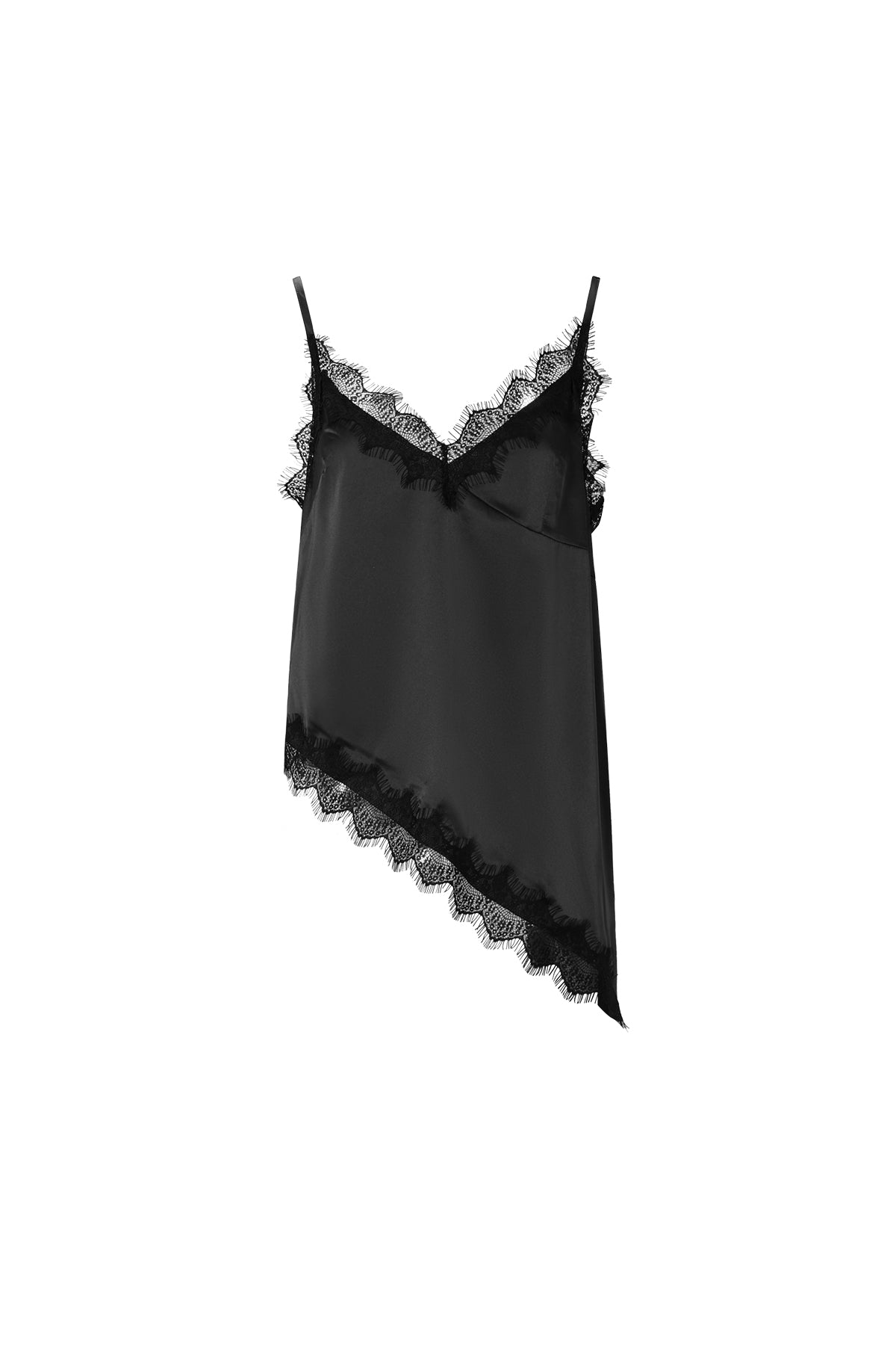 Zwarte asymmetrische top met kanten details