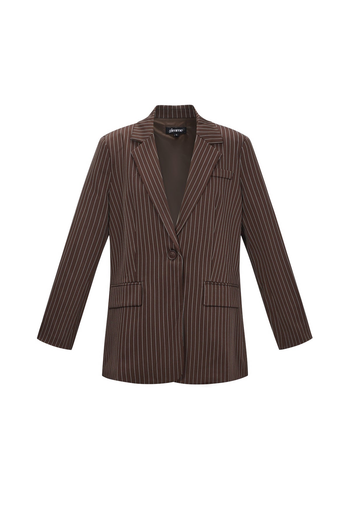 Donkerbruine oversized blazer met krijtstrepen