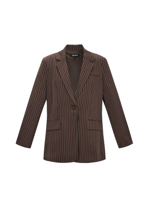 Donkerbruine oversized blazer met krijtstrepen