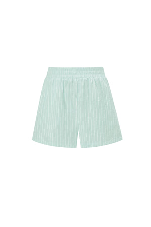 Mint katoenen short met witte verticale strepen