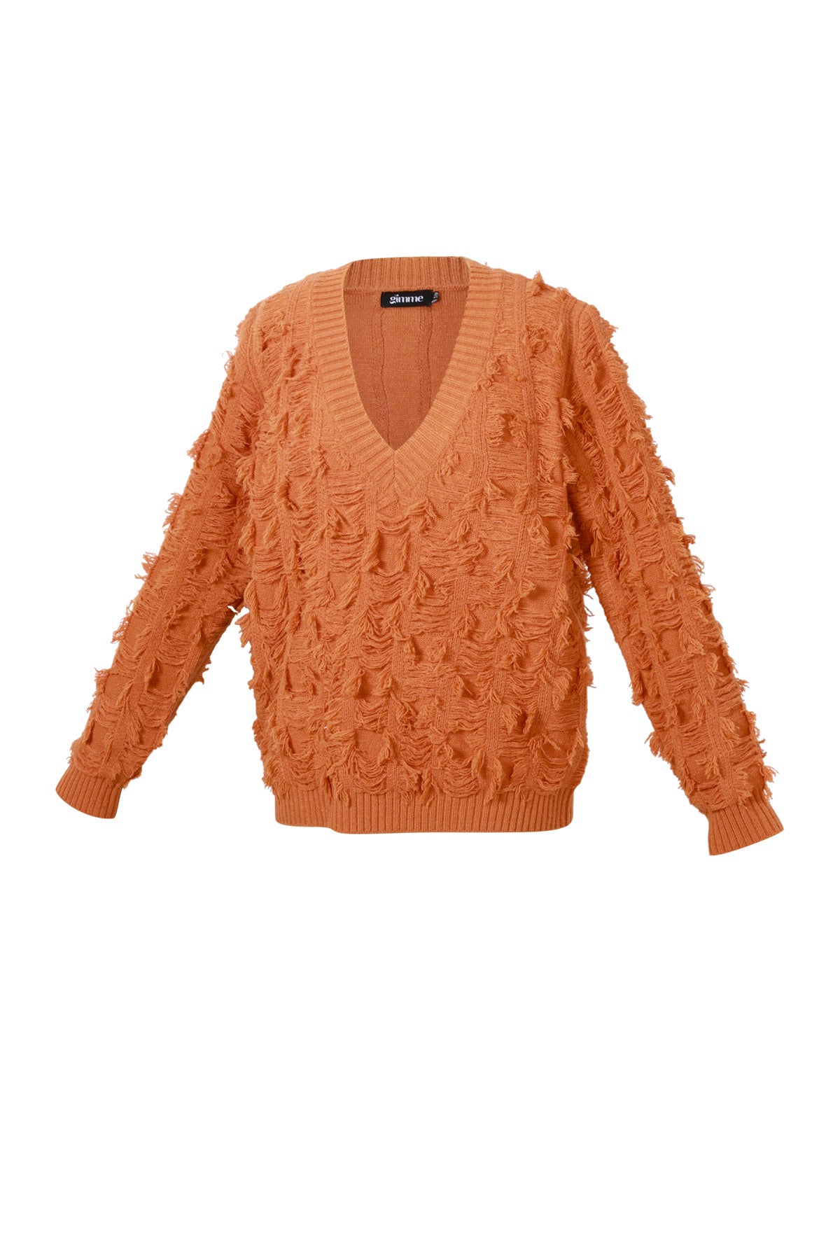 V sweater with fringes