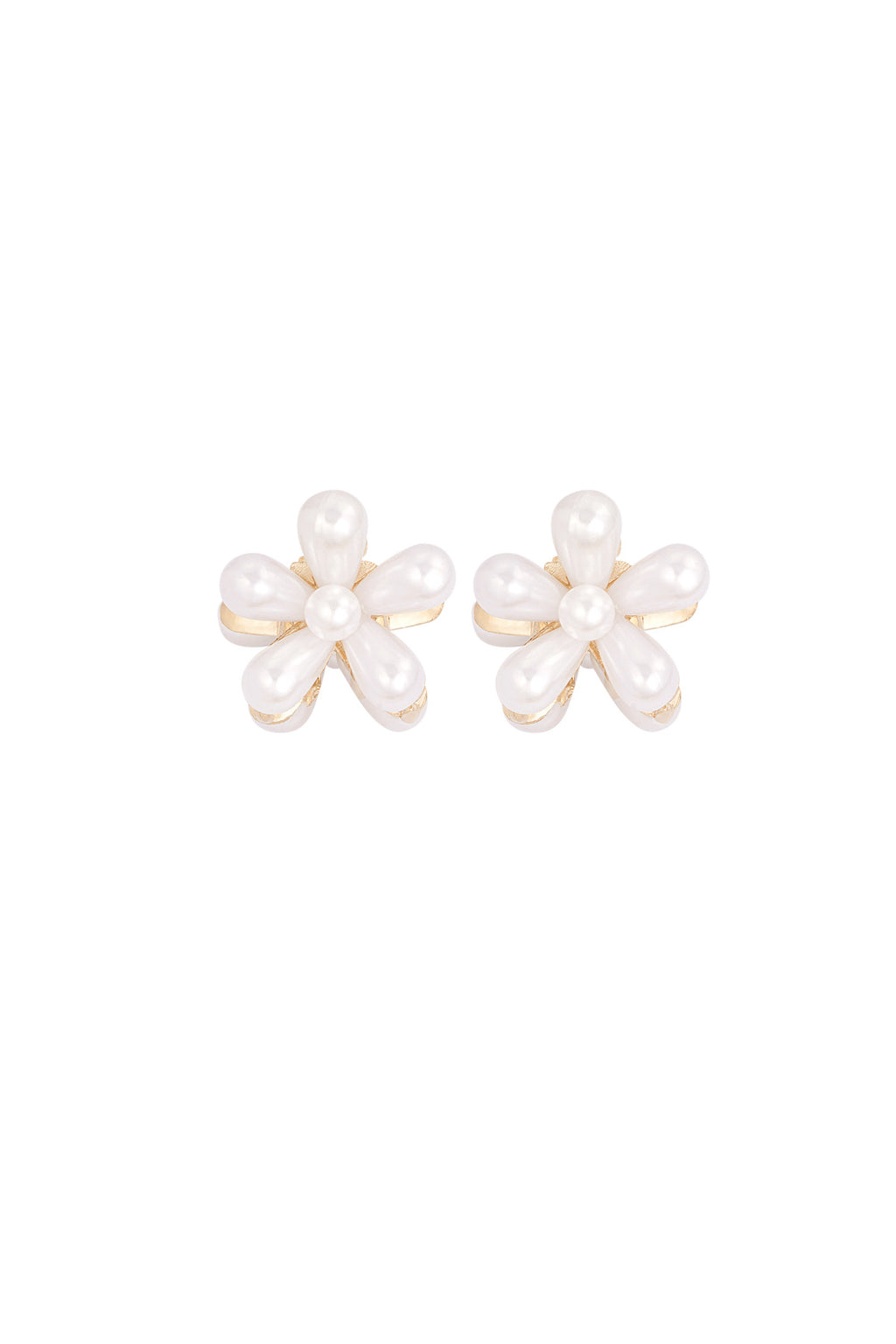 Witte bloem haarclip met parelachtige blaadjes