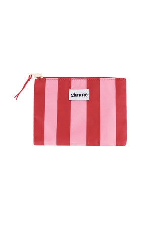Roze rood gestreept make-up tasje met dikke strepen van polyester