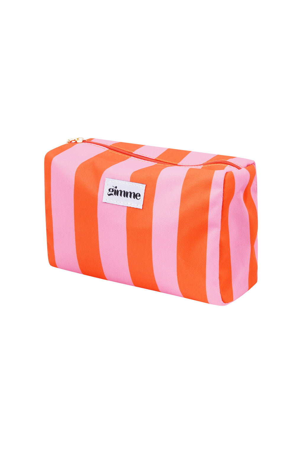 Grote gestreepte make-up tas in oranje en roze tinten