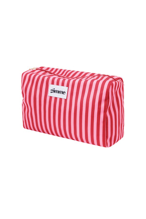 Klein make-up etui polyester roze rode verticale strepen