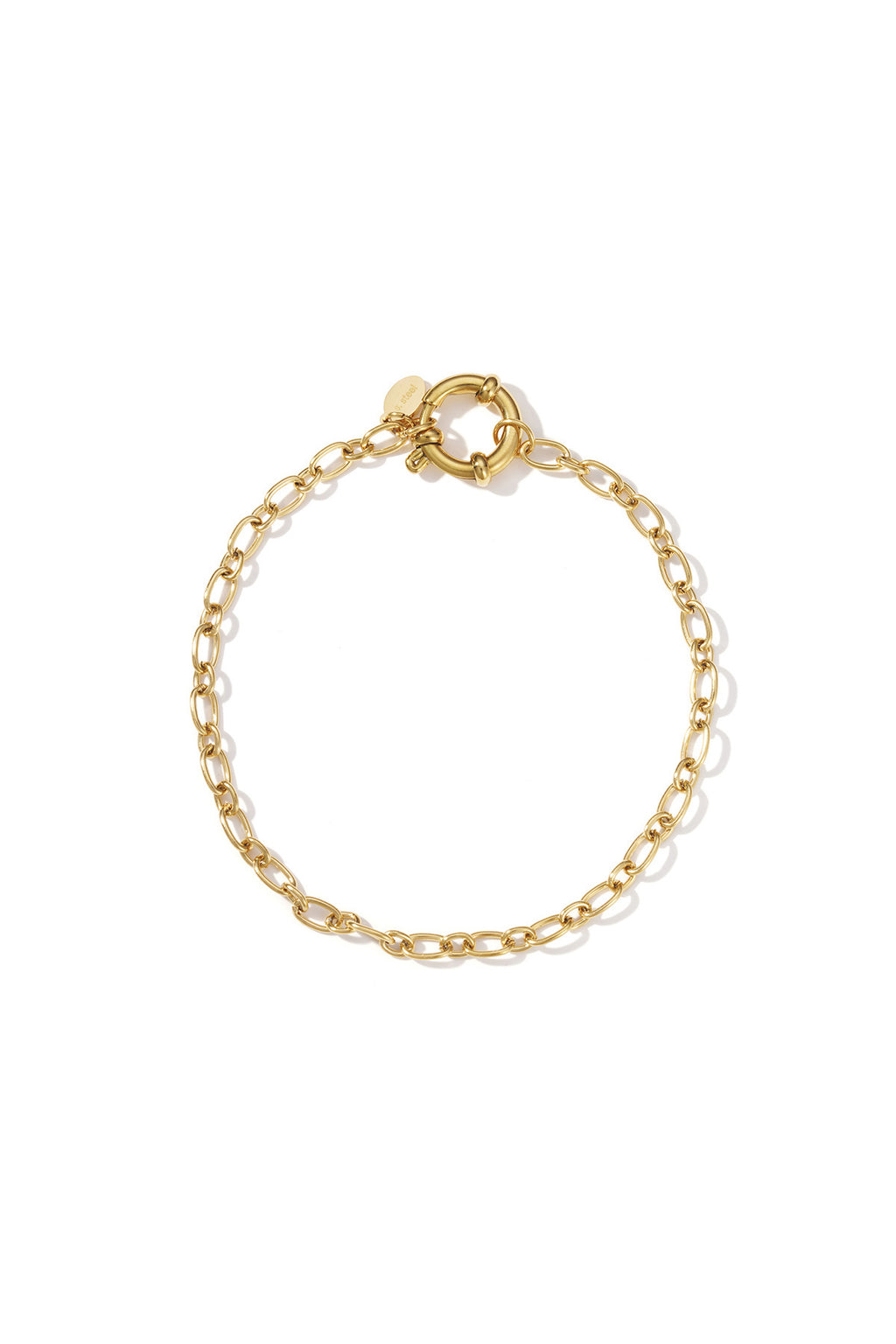 Gouden anker schakel armband van roestvrij staal met kleine compacte schakels