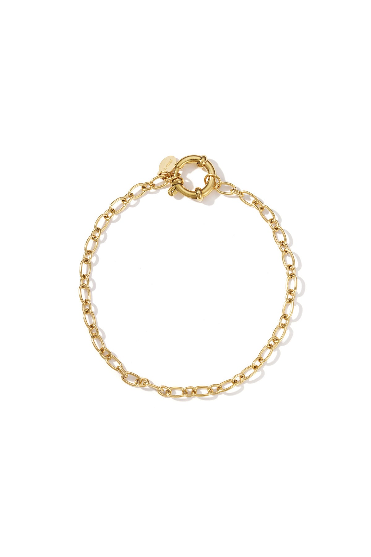 Gouden anker schakel armband van roestvrij staal met kleine compacte schakels