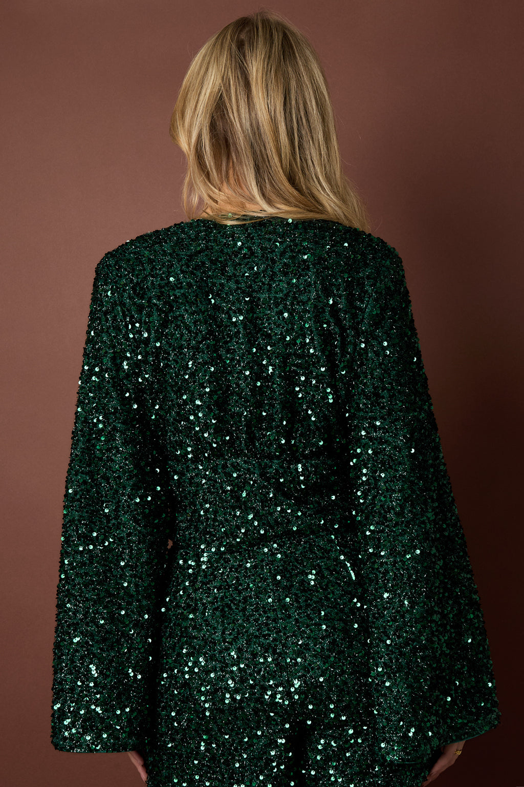 Woven Polyester Fiber Women's Long Sleeve Tops 2-piece Set Sequins