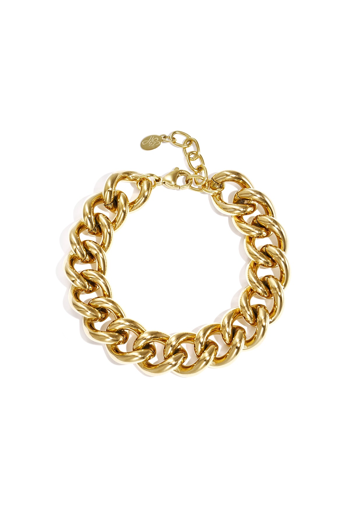 Gouden chunky schakel armband van roestvrij staal met brede schakels