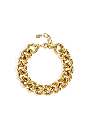 Gouden chunky schakel armband van roestvrij staal met brede schakels