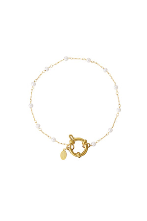 Gouden schakelarmband met cirkel charm van roestvrij staal