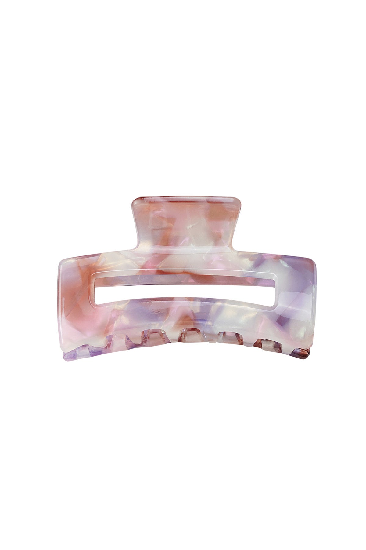 Roze gemarmerde tortoise haarclip van acryl met lila en beige tinten