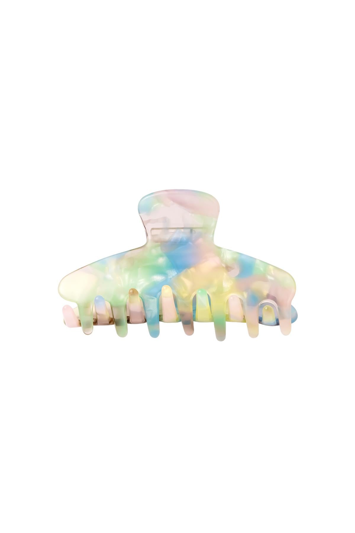 Grote acryl haarklem met pastel regenboog marbled patroon