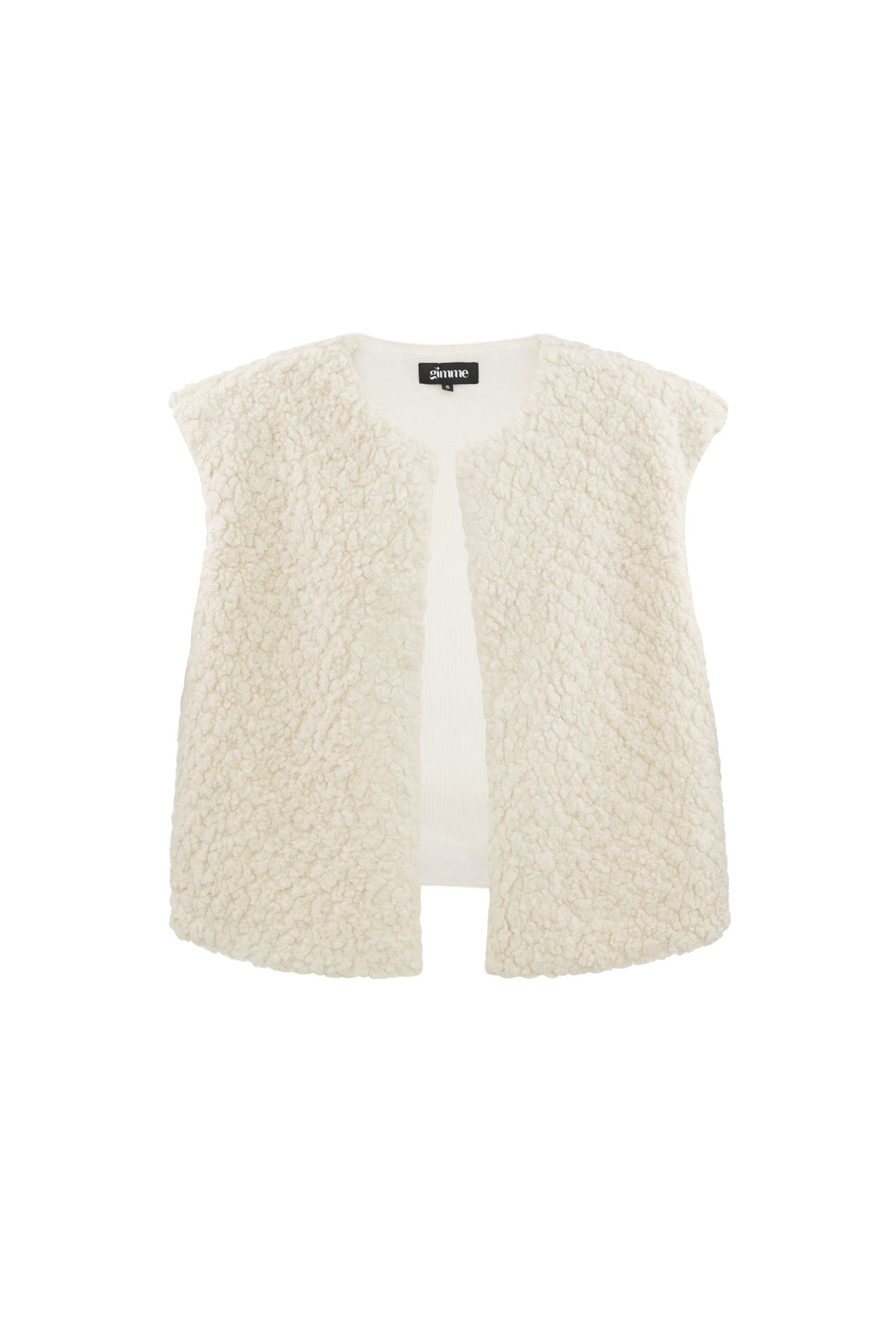 Off-white teddy fleece gilet met zachte pluche textuur
