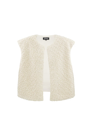 Off-white teddy fleece gilet met zachte pluche textuur