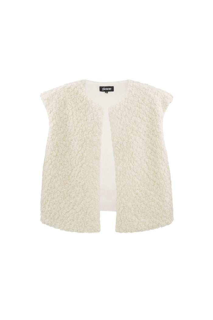 Off-white teddy fleece gilet met zachte pluche textuur