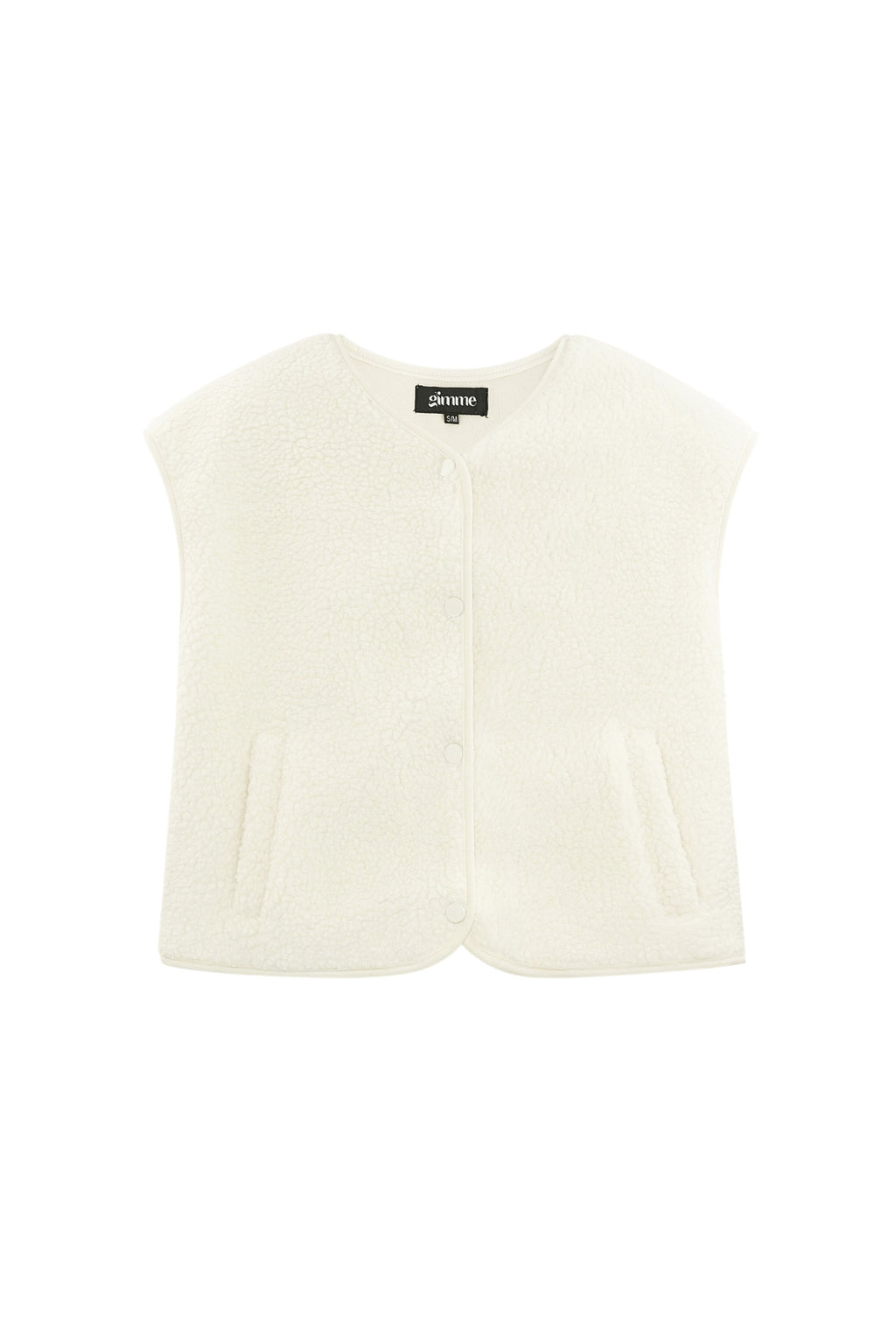 Crème mouwloos gebreid vest met V-hals