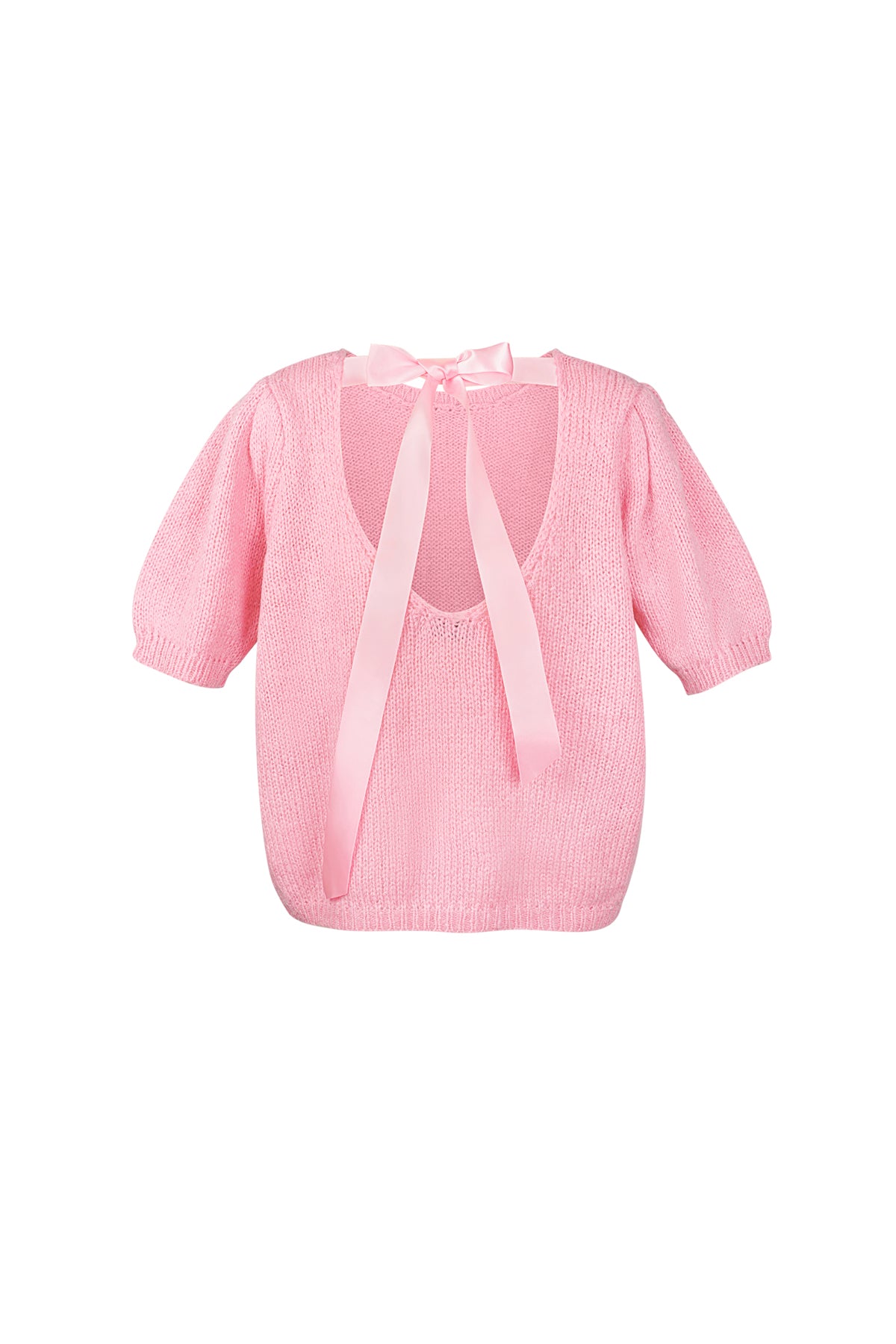 Nylon Women's Short Sleeve Top Knitted Back Tie Design