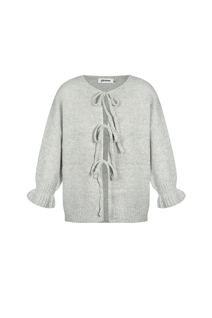 Grijze oversized top van nylon met drievoudige vetersluiting